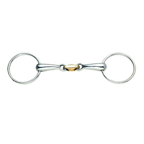 Snaffle Bit with Brass Elliptical Link 14mm